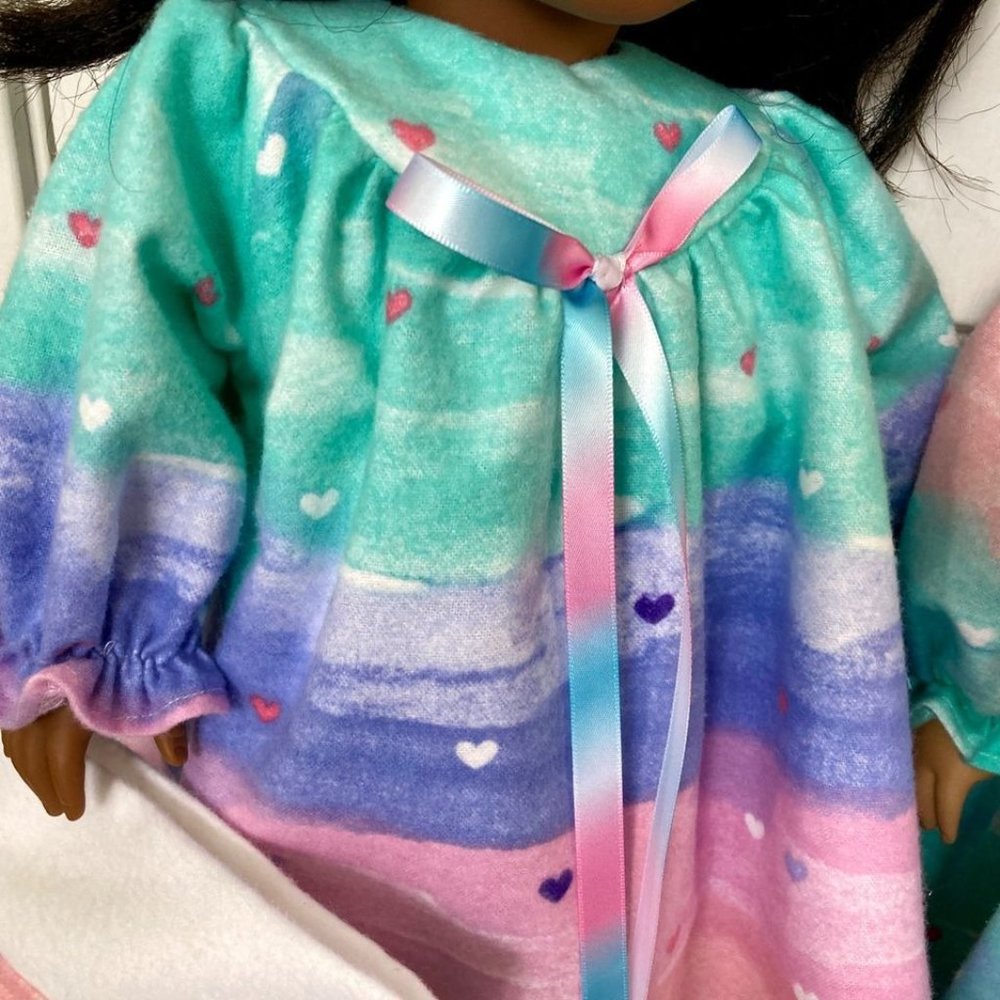Doll Nightgown Pillow Rainbow Heart fits American Girl and 18” Dolls New Doll Cl - Picture 7 of 10